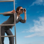 Woman-on-a-ladder-searching